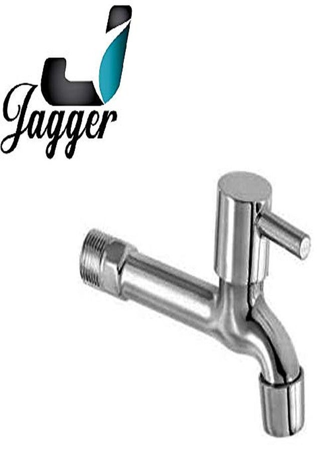 JAGGER صنابير جاغر توربو المصنوعة من الفولاذ المقاوم للصدأ ذات الجسم الطويل للحمامات والمطابخ، مطلية بالكروم، مزودة بتركيب ربع دورة (شفة جدارية وشريط تفلون)، طقم من (1) - Image 2